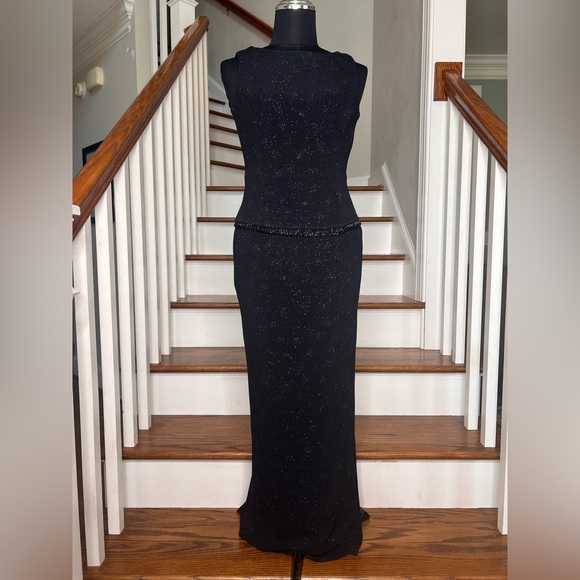 Vintage Scott McClintock Black Sparkle Evening Gown Petite 4 Beaded Formal - Picture 3 of 11